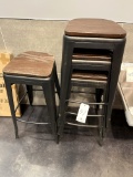 *EACH*BLACK METAL STACK CHAIRS W/WOOD SEATS