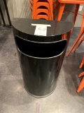 BLACK METAL TRASH RECEPTACLE