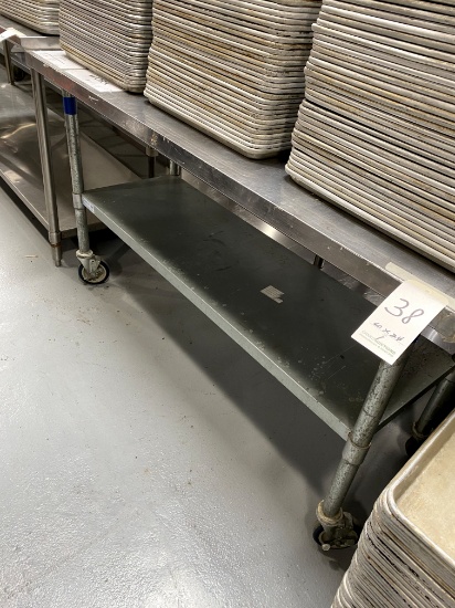 S/S 60"X24" WORKTABLE W/UNDERSHELF & CASTERS