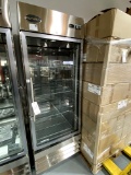 NEW SABA S/S 1-GLASS DOOR COOLER W/CASTERS (ONE GLASS PANE BROKEN/DOOR HANDLE BENT)