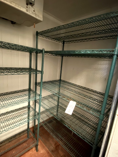 *LOT*METRO GREEN COATED WIRE RACKS (IN WALK-IN COOLER)