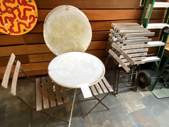 *EACH*SETS METAL 24" FOLDING PATIO TABLES W/(2)FOLDING CHAIRS