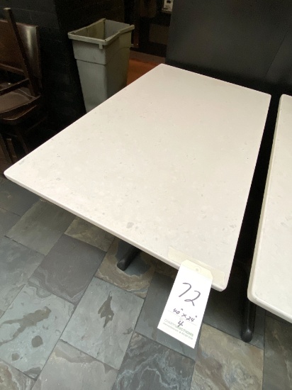 *EACH*WHITE CORIAN 40"X24" TABLES W/BLACK METAL 4-PRONG BASE