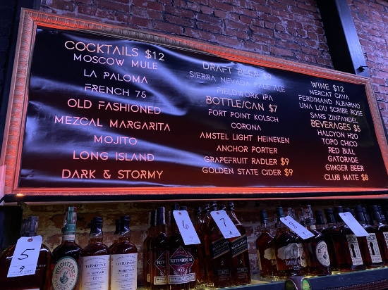 FRAMED 80"X33" MENU SIGN