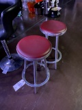 *EACH*RETRO ALUMINUM STOOLS W/RED VINYL SEAT