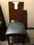 *EACH*DARK WOOD CHAIRS W/BLACK VINYL SEAT