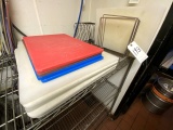 *LOT*ASST POLY CUTTING BOARDS W/RACKS