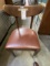 *EACH*L&B WOOD CHAIRS W/BROWN LEATHER SEATS