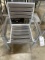 *EACH*SILVER ALUMINUM PATIO ARM CHAIRS W/GRAY SLATTED WOOD SEAT & BACK