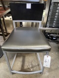 *EACH*SILVER METAL FRAME CHAIRS W/PEWTER LEATHER SEAT & BACK