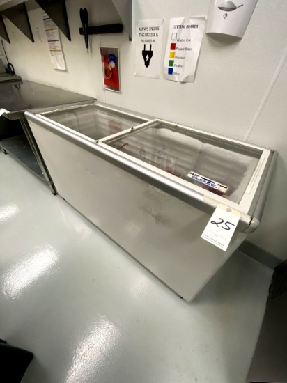 EXCELLIENCE 60"X24" ICE CREAM FREEZER W/SLIDING GLASS DOORS & CASTERS