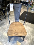 *EACH*GRAY POWDERCOAT METAL STACK CHAIRS W/WOOD SEAT