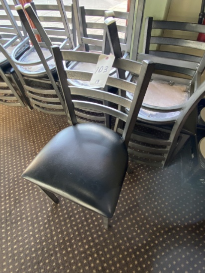 *EACH*GRAY METAL CAFE CHAIRS W/BLACK VINYL SEAT