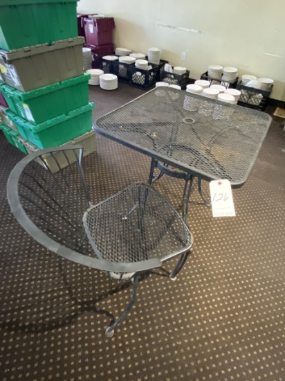 *LOT*SET BLACK METAL MESH PATIO TABLE W/(1)MATCHING CHAIR