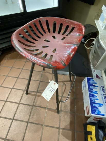 RED METAL SADDLE STOOL