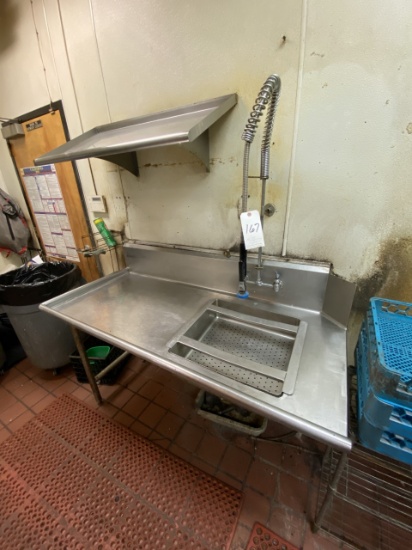 ALL S/S 48"X64" DISHWASHER CLEAN & SOIL DRAINBOARDS W/FAUCET, PRERINSE & SLANTED SHELF
