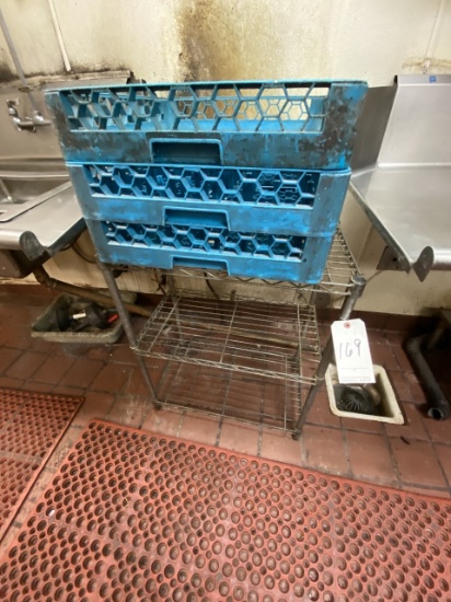 *LOT*SMALL WIRE RACK W/(3)PLASTIC DISH RACKS (DISTRESSED)