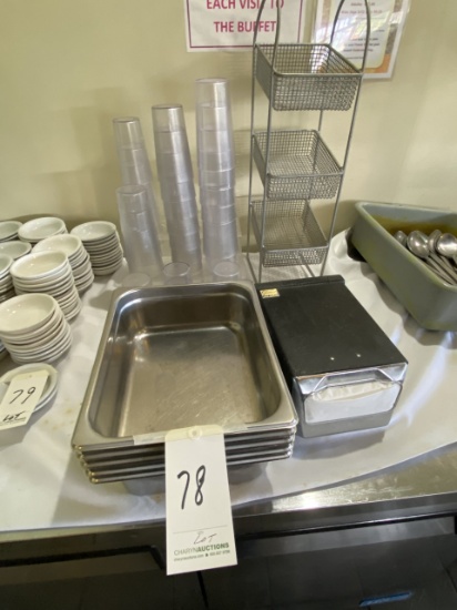 *LOT*S/S HALF-SIZE HOTEL PANS W/NAPKIN DISPENSER & MISC.