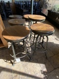 *LOT*(6)DAMAGED METAL STOOLS W/WOOD SEAT (FOR PARTS ONLY)
