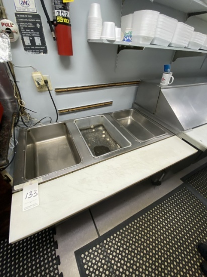 SUPREMETAL S/S 3-HOLE GAS STEAMTABLE W/WATER PANS MOD. 345-93