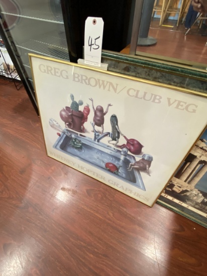 FRAMED 29"X24" 'GREG BROWN/CLUB VEG' BY WHITNEY HOPTER GRAPHICS PRINT