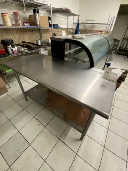 S/S 60"X30" WORKTABLE W/CAN OPENER (BOTTOM SHELF RUSTED)