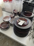 *LOT*BURGUNDY GLASS ASST PLATES, BOWLS & CHARGERS