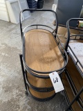 WROUGHT-IRON & OAK OVAL 3-TIER SERVING CART