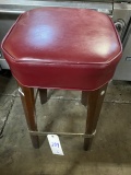 *EACH*WOOD HAEVY-DUTY BAR STOOLS W/RED VINYL SEAT