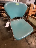 *EACH*S/S FRAME STACK CHAIRS W/TEAL PLASTIC & SPRING BACK