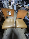 *EACH*WOOD CHAIRS W/MUSTARD VINYL SEAT (19-PERFORATED BACK/3-SOLID BACK)