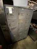 GRAY METAL EMPLOYEE LOCKER BANK W/(15)12