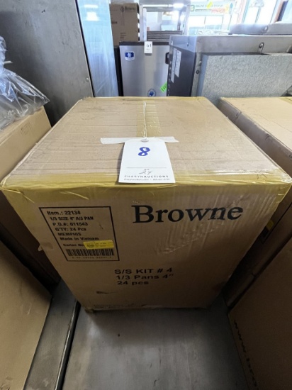 *EACH*NEW BROWNE S/S 1/3-SIZE 4" ANTI-JAM FOOD PANS (IN BOX)