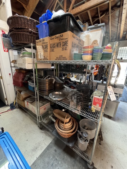 *LOT*ASST SERVINGWARE & MISCELLANEOUS (ON TWO RACKS) **RACKS NOT INCLUDED**