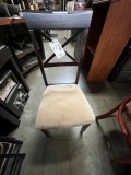 *EACH*WOOD CAFE CHAIRS W/BEIGE MICROFIBER SEAT (LOOSE HARDWARE)