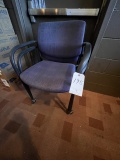 *EACH*BLUE FABRIC STACK ARM CHAIRS W/CASTERS