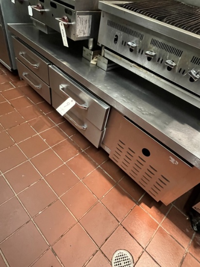 S/S 72" REFRIGERATED CHEF'S BASE W/CASTERS (NEEDS NEW DOOR GASKETS)