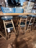 *EACH*WOOD BAR STOOLS W/BLUE/GREEN SEAT