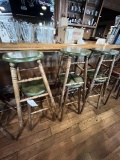 *EACH*WOOD BAR STOOLS W/GREEN SEAT