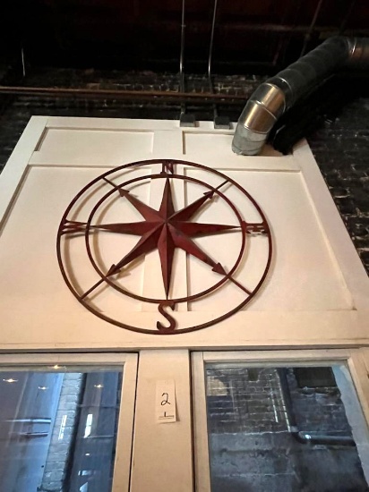 RED METAL 38" COMPASS WALL DECOR