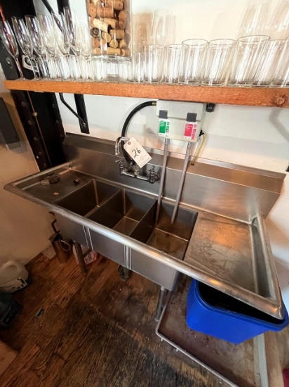 S/S 3-COMPARTMENT 54" SINK W/FAUCET
