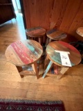 *EACH*DISTRESSED WOOD ROUND STOOLS
