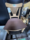 *EACH*BLONDE WOOD FAN-BACK CAFE CHAIRS W/ASST COLORED FABRIC SEAT