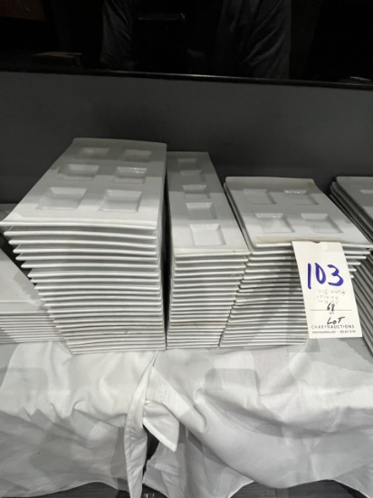 *LOT*(68)WHITE 4/5/6-SECTION:7.5"X6.75"/10.5"X7"/13.25"X4" SPECIALTY PLATES