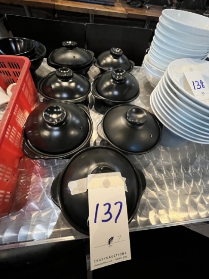 *LOT*(7)PHUONG DONG BLACK BOWLS W/LIDS