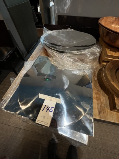 *LOT*(6)MIRROR-FINISH 19.5" ROUND/SQUARE CATERING TRAYS