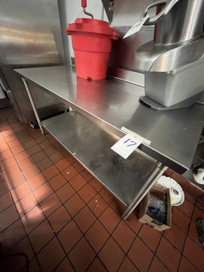 ALL S/S 66"X30" WORKTABLE W/BACKSPLASH & UNDERSHELF (3-SCREW HOLES WHERE CAN OPENER WAS MOUNTED)