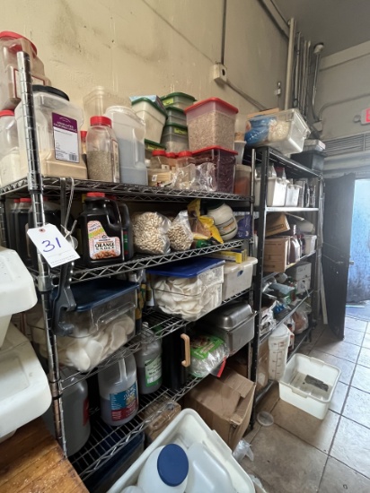 *LOT*(2)CHROME/METAL ASST WIRE RACKS PLUS (4)NEW 48"X24" WIRE RACK SHELVES (NO CONTENTS INCLUDED)