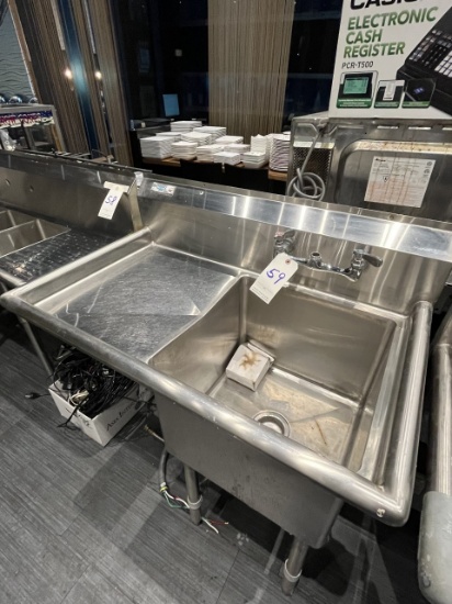 REGENCY S/S 36" UTILITY SINK W/18"X18" TUB & 18" LH-SIDE DRAINBOARD