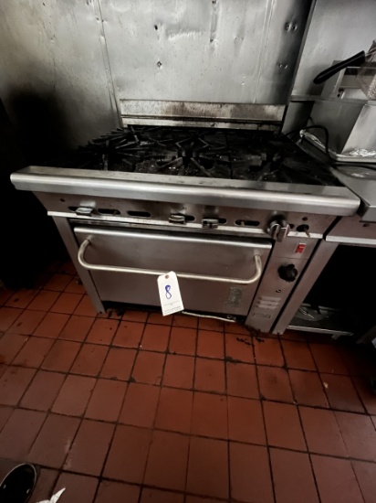 MONTAGUE LEGEND S/S 6-BURNER RANGE W/CONVECTION OVEN (MISSING OVEN RACK/KICK PLATE)